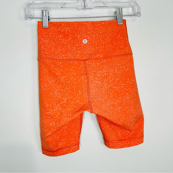 Lululemon Wunder Train high rise Orange Athletic Shorts printed size 4 - Picture 4 of 6